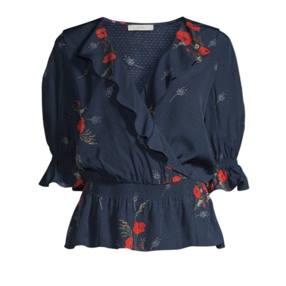 Joie Navy Floral Blouse - Picture 2 of 6